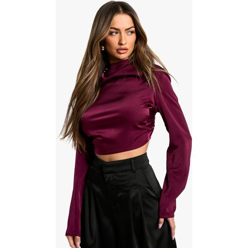 Blouse Satinée À Col Bénitier Et Manches Longues - -- - 34, - boohoo - Modalova