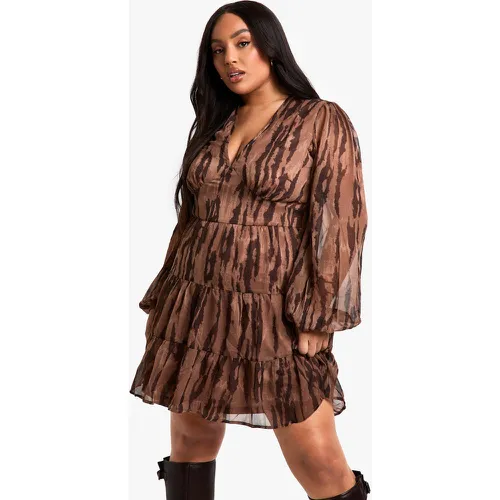 Grande Taille - Robe Babydoll À Imprimé Animal - 46 - boohoo - Modalova