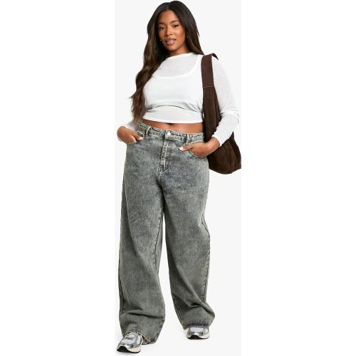 Grande Taille - Jean Large Délavé - 44 - boohoo - Modalova