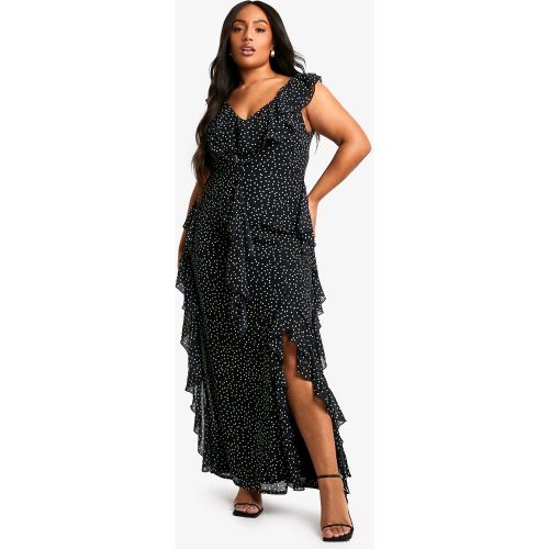 Grande Taille - Robe Longue À Volants Et Pois - 44 - boohoo - Modalova