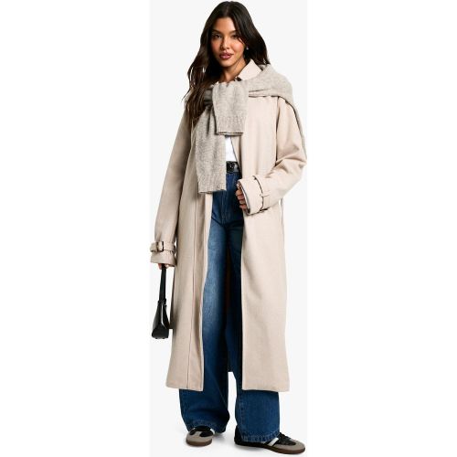Manteau Effet Laine À Chevrons - 36 - boohoo - Modalova