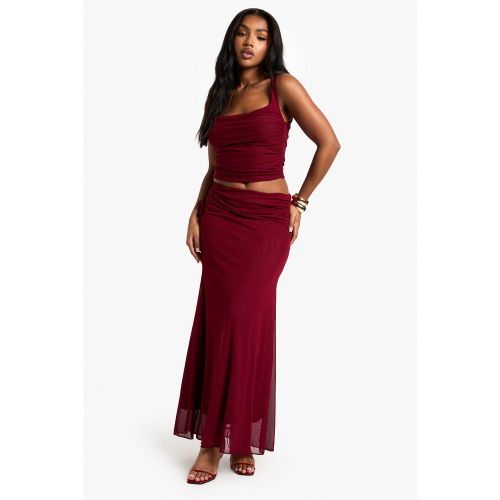 Jupe Mi-Longue Froncée En Mesh - 34 - boohoo - Modalova