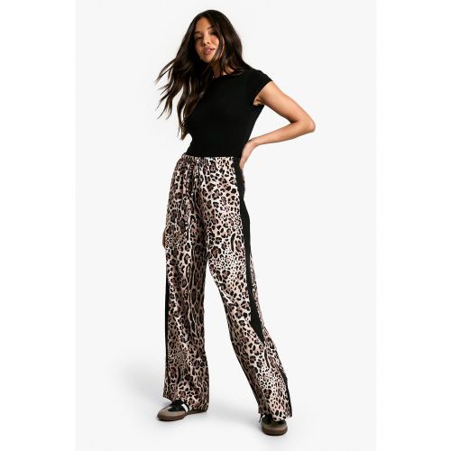 Pantalon Large À Rayures Sur Le Côté Et Imprimé Léopard - 34 - boohoo - Modalova