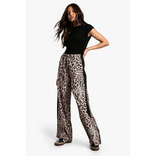 Pantalon Large À Rayures Sur Le Côté Et Imprimé Léopard - 38 - boohoo - Modalova