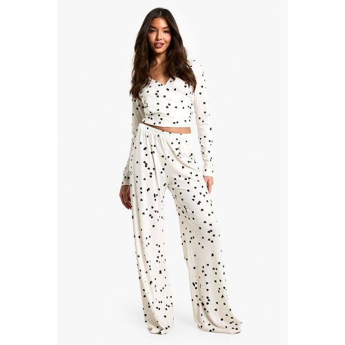 Ensemble De Pyjama À Imprimé Cœur - 38 - boohoo - Modalova