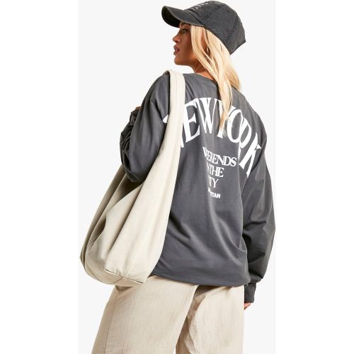 T-Shirt À Manches Longues Et Slogan New York - S - boohoo - Modalova