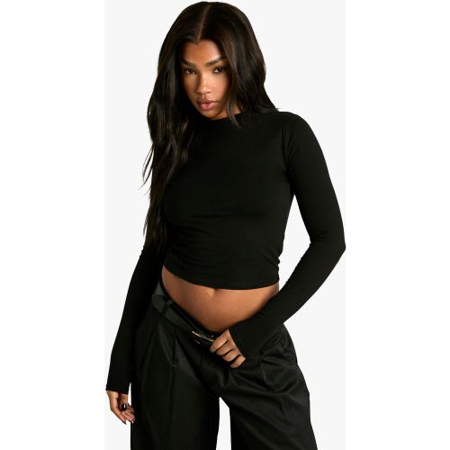 Crop Top Basique À Col Ras Du Cou Et Manches Longues - 34 - boohoo - Modalova