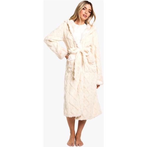 Robe De Chambre À Capuche En Fausse Fourrure - M - boohoo - Modalova