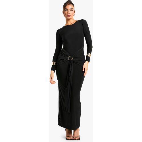 Robe Longue Drapée À Manches Longues - 36 - boohoo - Modalova