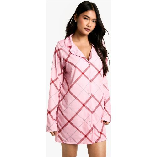 Chemise De Nuit À Manches Longues Et Carreaux - 42 - boohoo - Modalova