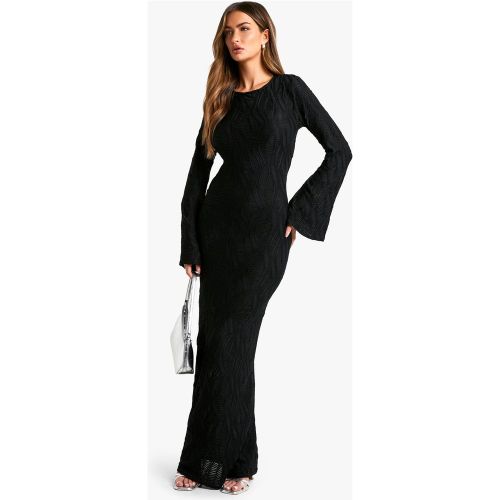 Robe Longue Texturée À Manches Évasées - 36 - boohoo - Modalova