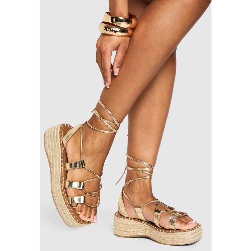Sandales Plateformes Nouées Mé"Tall"isées - 36 - boohoo - Modalova