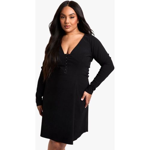 Grande Taille - Robe Patineuse À Agrafes - 46 - boohoo - Modalova