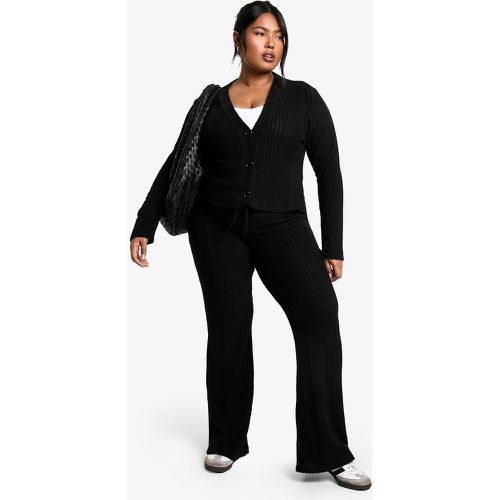 Grande Taille - Ensemble En Maille Côtelée Avec Gilet Et Pantalon - 44 - boohoo - Modalova