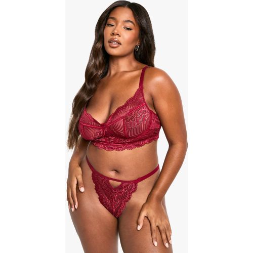 Grande Taille - Ensemble Avec Bralette En Dentelle Et String Taille Haute - 44 - boohoo - Modalova
