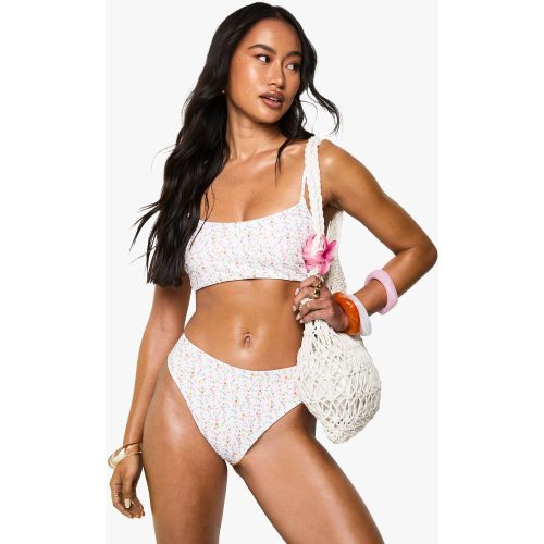 Bas De Maillot Taille Haute Fleuri - 34 - boohoo - Modalova