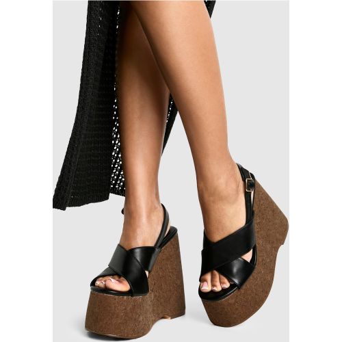 Chaussures Compensées Croisées En Liège - 36 - boohoo - Modalova