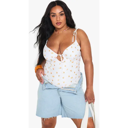 Grande Taille - Maillot De Bain Bandeau À Imprimé Mandarine - 44 - boohoo - Modalova