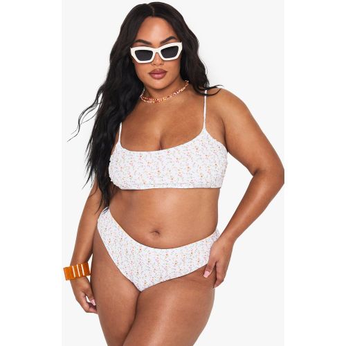Grande Taille - Haut De Maillot Triangle Fleuri - 44 - boohoo - Modalova