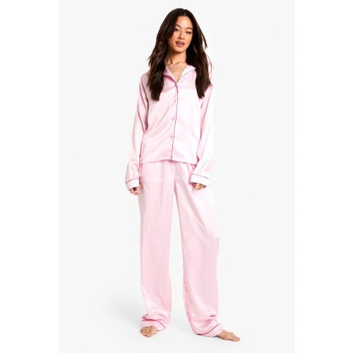 Tall" - Ensemble De Pyjama Satiné À Surpiqûres Contrastantes - 36 - boohoo - Modalova