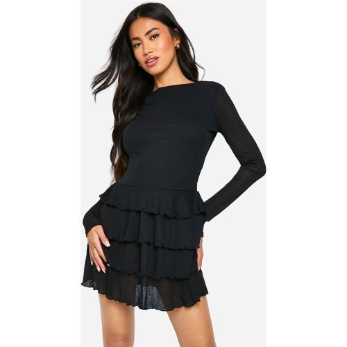 Robe Courte À Volants Et Manches Longues - 34 - boohoo - Modalova
