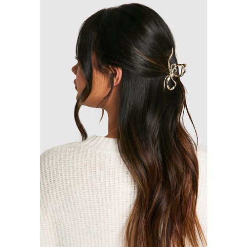 Pince À Cheveux Dorée Avec Nœud - One Size - boohoo - Modalova