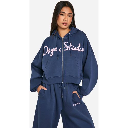 Sweat À Capuche Oversize Zippé À Slogan Dsgn - S - boohoo - Modalova