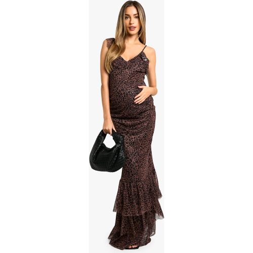 Maternité - Robe Longue De Grossesse En Mesh À Imprimé Léopard - 36 - boohoo - Modalova