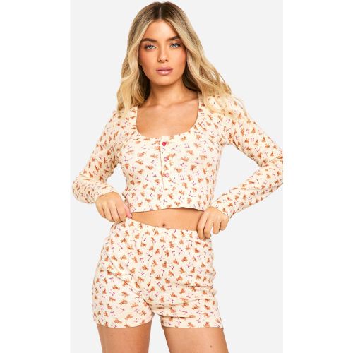 Ensemble De Pyjama À Imprimé Ours Avec Top À Manches Longues Et Short - 36 - boohoo - Modalova