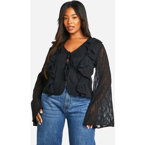 Grande Taille - Blouse À Volants Et Imprimé Animal - 50 - boohoo - Modalova