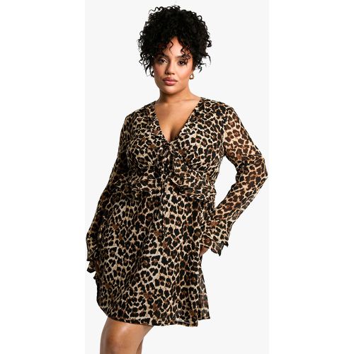 Grande Taille - Robe Babydoll À Imprimé Animal - 46 - boohoo - Modalova