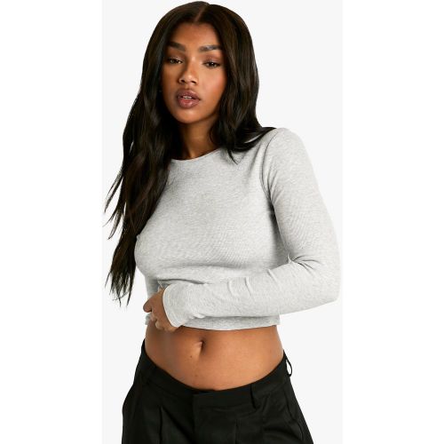Crop Top Basique À Col Ras Du Cou Et Manches Longues - 34 - boohoo - Modalova