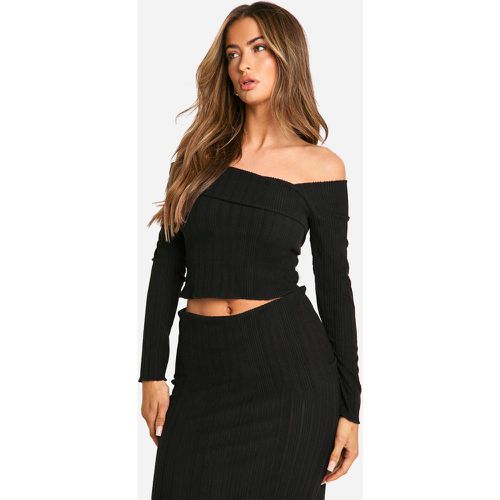 Top À Col Asymétrique En Maille Brossée - 38 - boohoo - Modalova