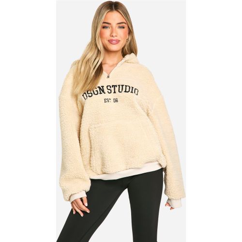 Sweat À Capuche En Polaire À Col Zippé Et Broderie Dsgn - S - boohoo - Modalova