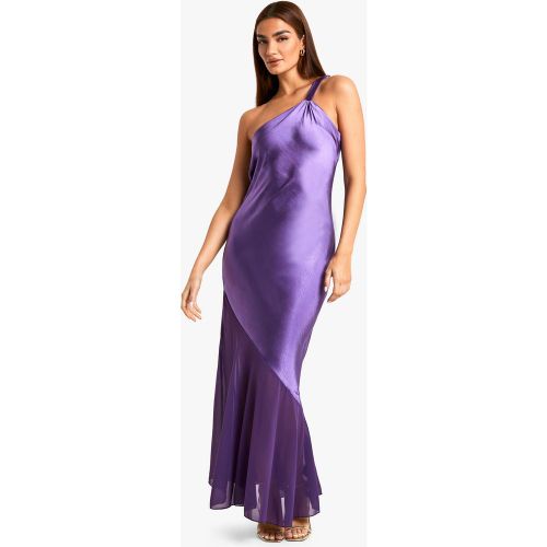 Robe Longue Asymétrique Satinée Et En Mousseline De Soie - 40 - boohoo - Modalova