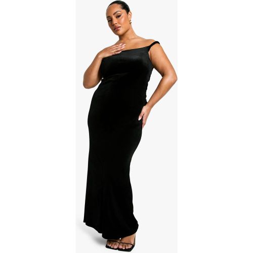Grande Taille - Robe Longue Froncée Asymétrique En Velours - 44 - boohoo - Modalova
