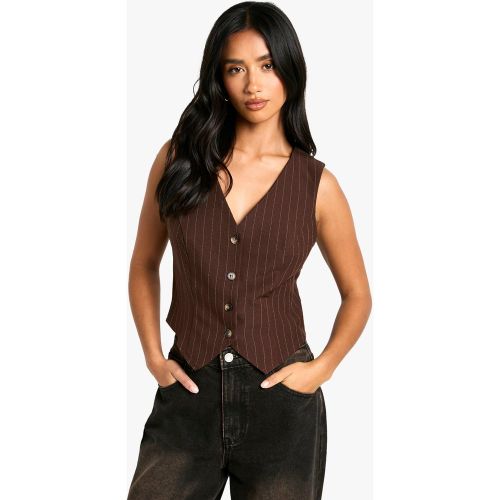 Petite" - Gilet De Costume À Rayures Fines - 34 - boohoo - Modalova