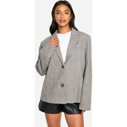 Petite" - Blazer Effet Laine À Chevrons - 36 - boohoo - Modalova