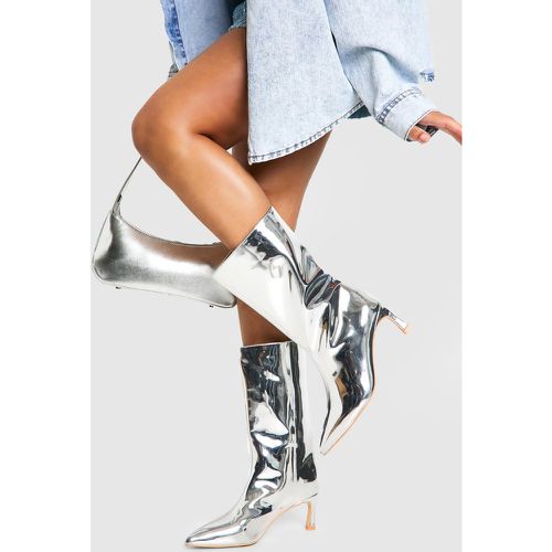 Me"Tall"ic High Shine Column Ankle Boots - 38 - boohoo - Modalova