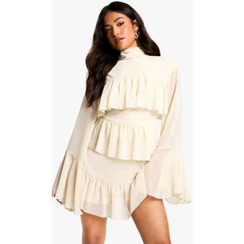 Petite" - Robe Volantée À Col Montant - 34 - boohoo - Modalova