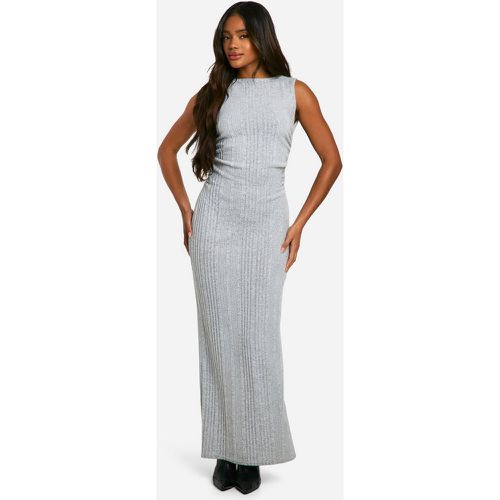 Robe Longue Froncée Côtelée En Maille Brossée - 40 - boohoo - Modalova