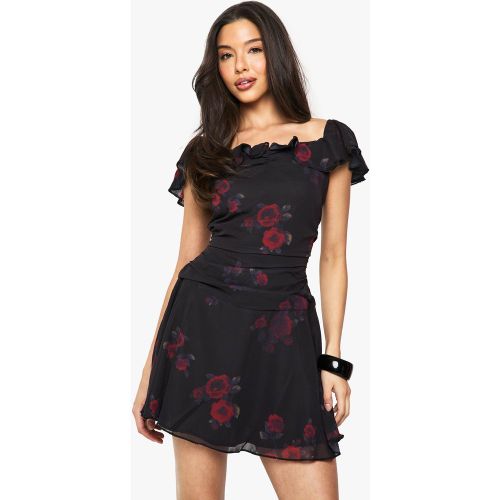 Robe Courte Fleurie À Col Bateau - 36 - boohoo - Modalova