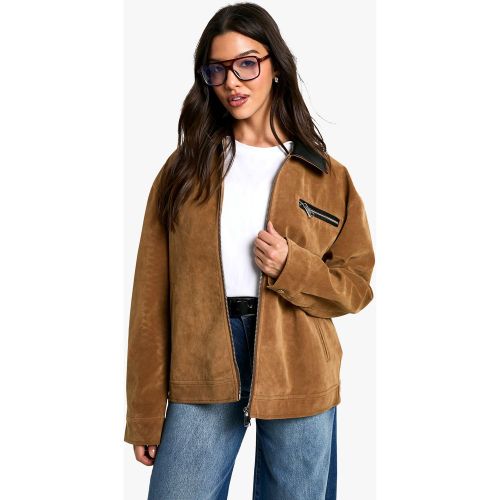 Veste En Synthétique À Col Contrastant - 36 - boohoo - Modalova