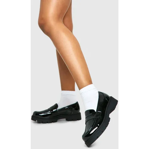Mocassins Verni - Noir - 38, Noir - boohoo - Modalova