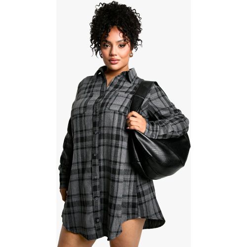 Grande Taille - Robe Chemise À Carreaux - 44 - boohoo - Modalova
