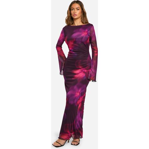 Robe Longue Fleurie En Mesh - 38 - boohoo - Modalova