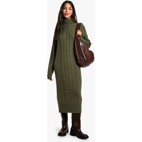 Robe Mi-Longue À Col Roulé En Maille Torsadée - 36 - boohoo - Modalova