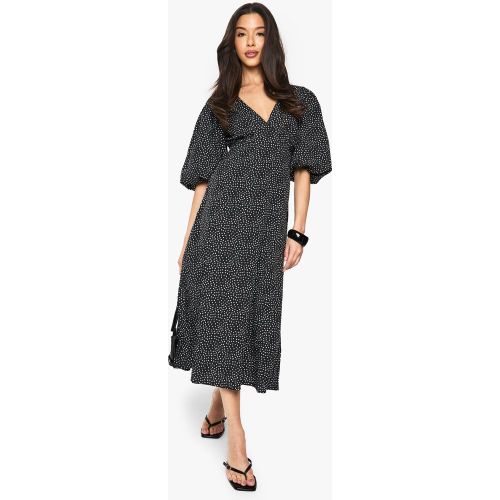 Robe Mi-Longue À Manches Bouffantes Et Pois - 36 - boohoo - Modalova