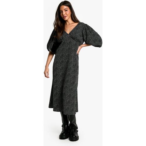 Robe Mi-Longue À Manches Bouffantes Et Pois - 38 - boohoo - Modalova