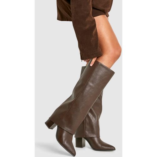 Bottes Hautes Texturées À Talon - 36 - boohoo - Modalova